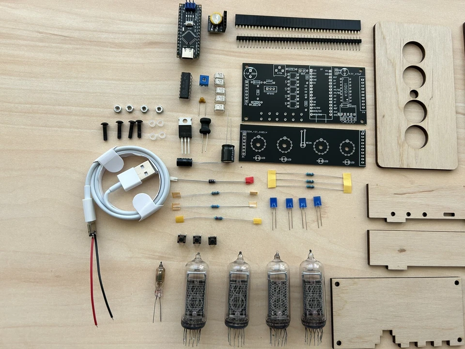 KIT COMPLETO Reloj Nixie IN-14 Formato 12H o 24H (Con tubos) Hágalo usted mismo Foto 2 de 4