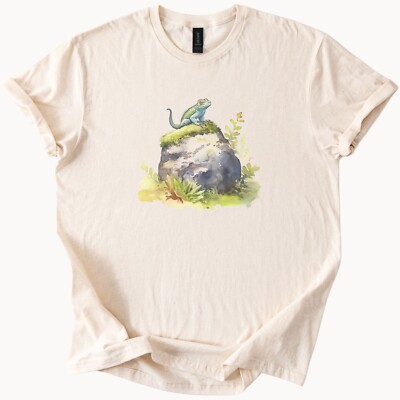 Watercolor Lizard Tee Reptile Art Shirt Nature Top