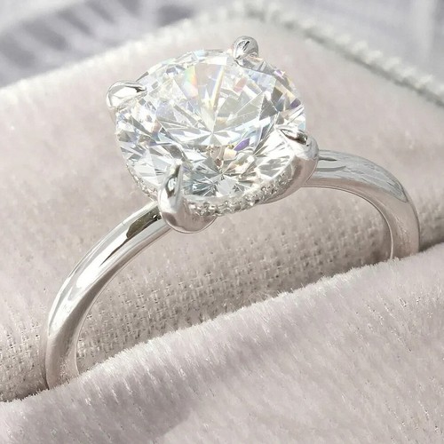 2,53 TCW Rundschliff Moissanit Damen Verlobungsring 14K Weißgold vergoldet - Bild 3 von 11