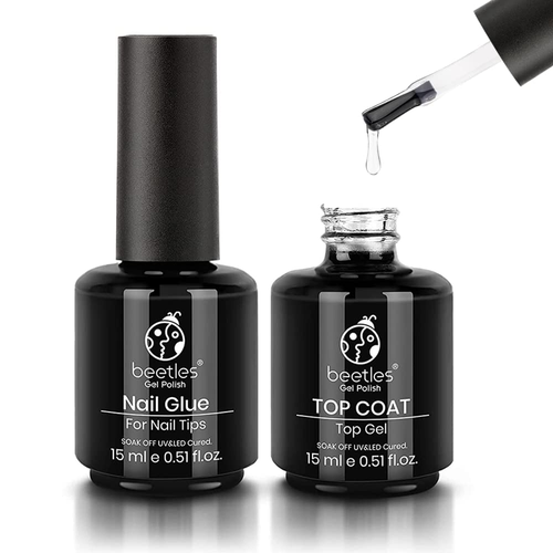 Beetles Gel Polish 2 in 1 Nail Glue Base Gel and No Wipe Top Coat Kit 2PCS 15ML - Picture 8 of 12