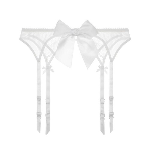 Sexy Mesh Garter Belt Flower Lace Suspender with Clip for Thigh Highs Stockings - Picture 6 of 13