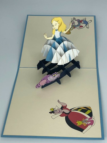 Alice im Wunderland 3D Pop Up Karte MadHatter Grinsekatze rot Muttertag - Bild 2 von 3