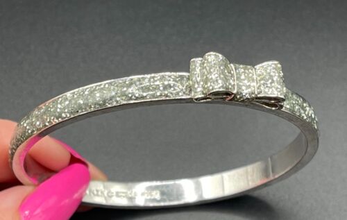 Kate Spade Moon River Glitzer Silber Schleife Armreif Armband - Bild 3 von 7