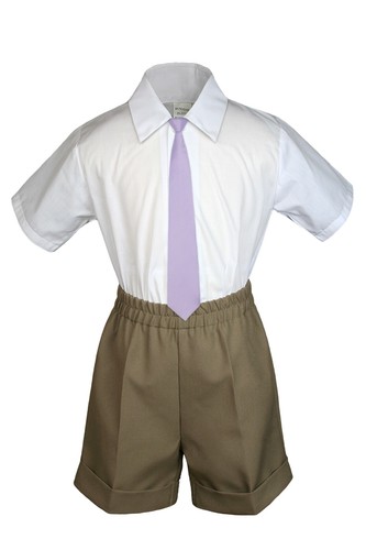 Traje Corto Formal Taupe Oscuro 3 Piezas Niño Bebé Niño Pequeño + Elige una Corbata de Color S-4T - Imagen 13 de 25