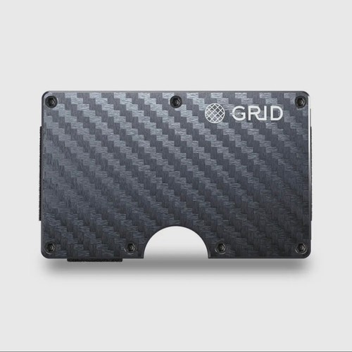 GRID Geldbörse Kohlefaser mit RFID-Blockierung Geldklammer halten 12 Karten