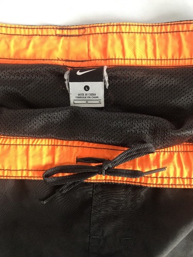 Hombres Nike Bañador Grande Gris Y Naranja Traje De Baño Pantalones Cortos Cordón Cintura - Imagen 2 de 7
