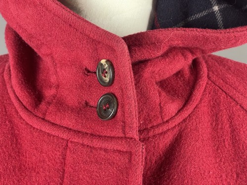 Women BURBERRY LONDON Red Wool Hooded Coat Jacket Size 40 - Picture 3 of 12
