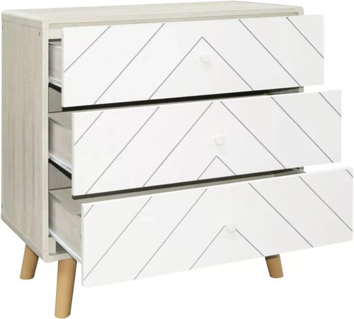 3 Drawer Dusty Grey & White Chest of Bedroom Storage Drawers With Legs Dixie - Picture 10 of 11