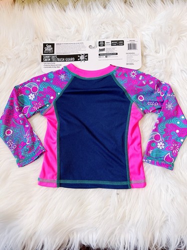 Sun Smart Little Girls Rash Guard 4-6T Years Cute Swim Surf’s Tee UPF 50-Pink - Picture 3 of 3