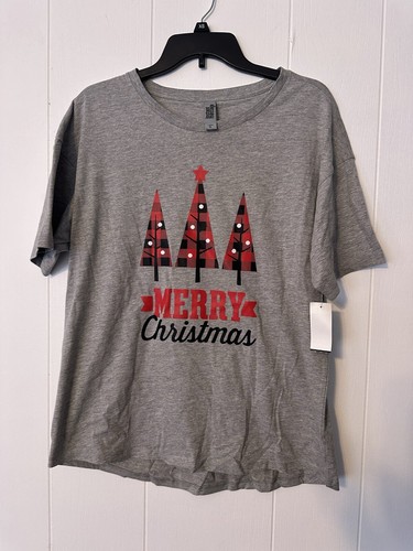 T-shirt donna media Buon Natale nuova con etichetta 