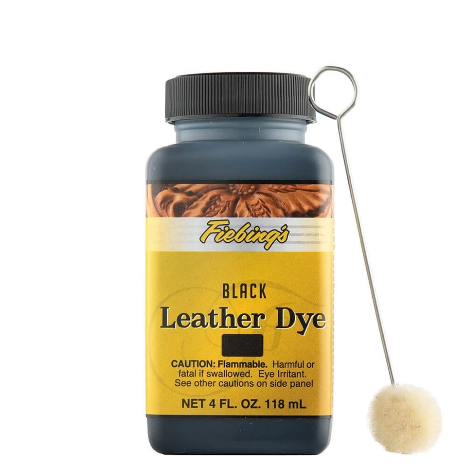 Кожаная краска Fiebing's черная 4 унции с аппликатором для обуви ботинки сумки совершенно новый - Изображение 3 из 4