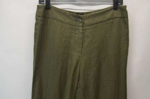 Pantalone Talbots 100% lino donna 8 verde oliva Heritage Boho tessuto costiero 32/25 - Foto 3 di 12