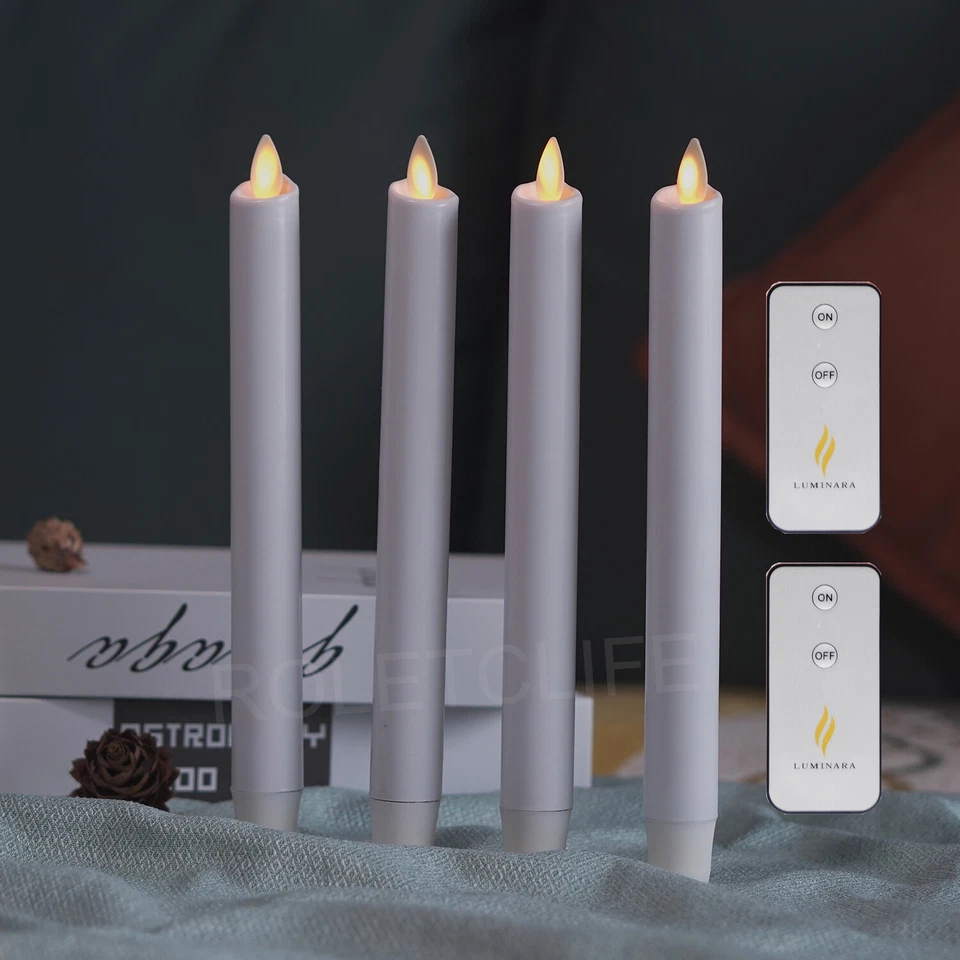 Luminara LED sin llama parpadeante batería velas cónicas temporizador blanco conjunto de 2 4 6 Foto 2 de 4