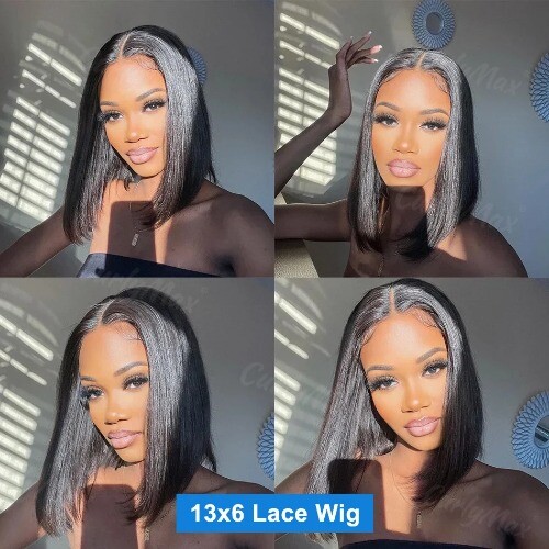 250%Brazilian Bone Straight Short Bob 13x4 Lace Frontal Human Hair 13x6 HD - Picture 4 of 16