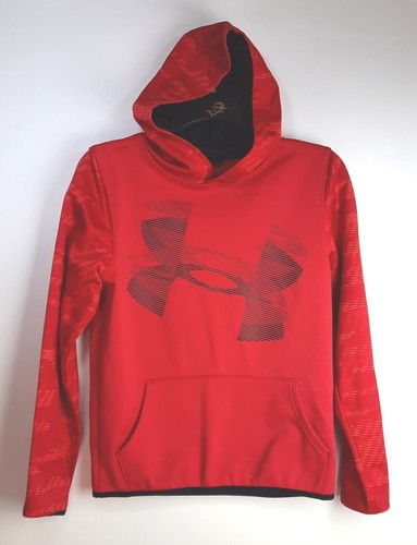 Under Armour Youth Size XL Red Black Coldgear Hooded Sweatshirt - Picture 9 of 9