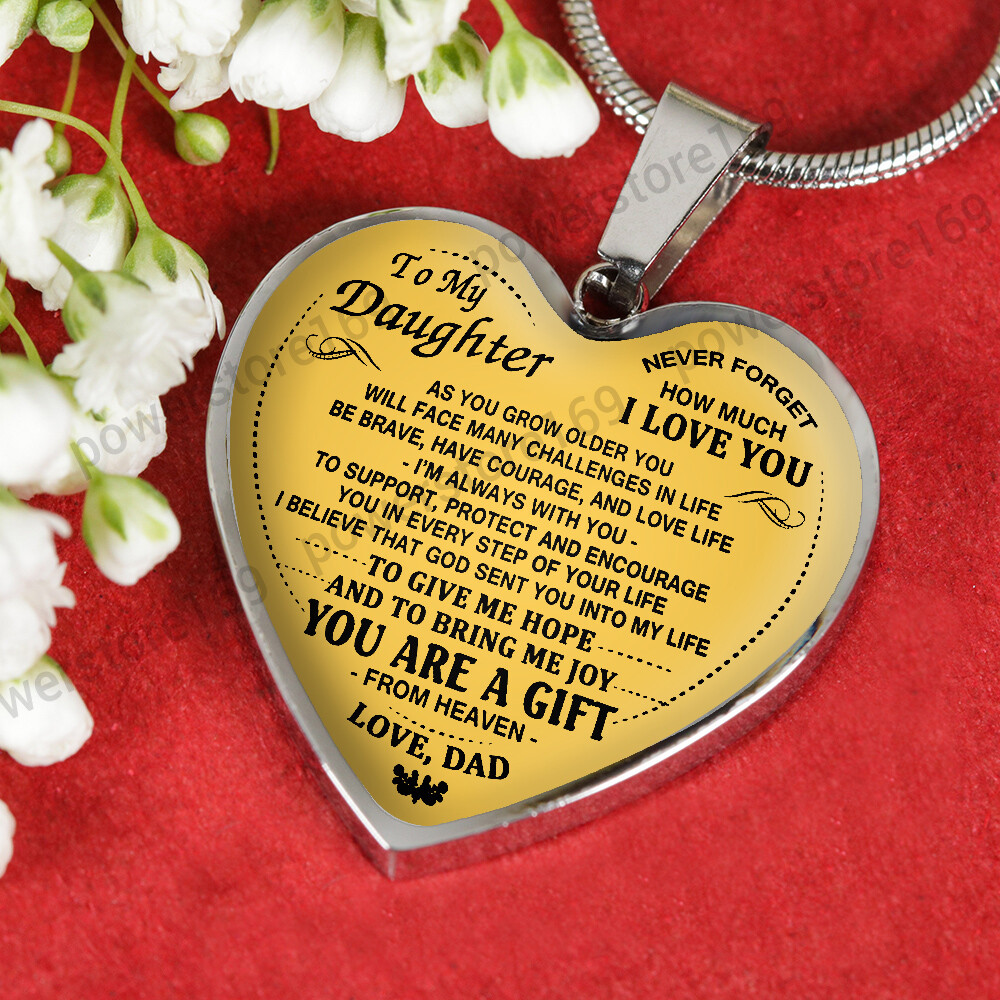 To My Daughter Necklace Love Dad Father And Daughter Pendant Gift