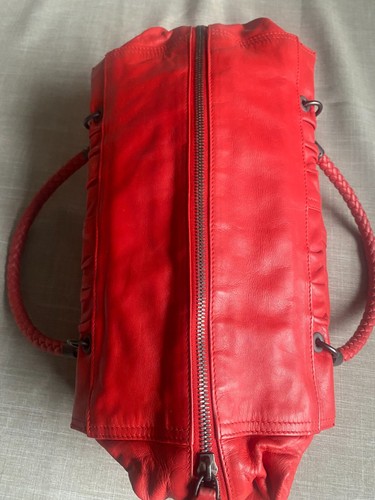Bottega Veneta Clutch Chilli Red Soft Leather Boston Tote Hand Bag - Picture 5 of 24