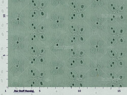 BAUMWOLLE mit Lochstickerei Embroidery Schmetterlinge Bluse MINT EUR 13,98/m - Bild 2 von 2