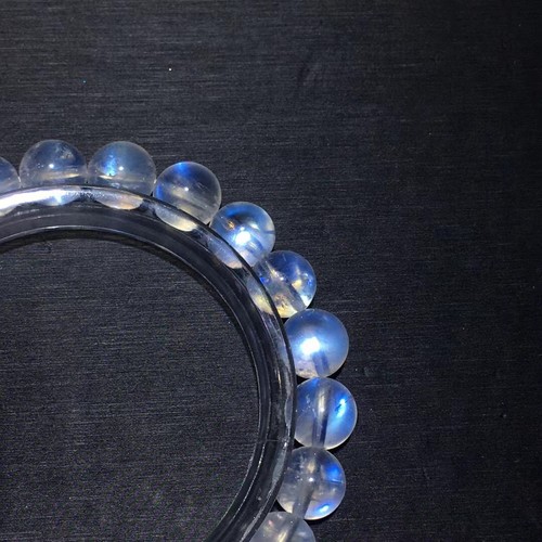 9mm Natural Strong Blue Light Moonstone Crystal Clear Beads Bracelet AAA - Picture 8 of 8