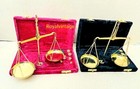 SET OF 2 Brass Vintage Jewellery Balance Scale W/ Velvet Box and Weights Decor