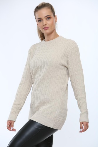 DAMEN RUNDHALS STRICKPULLOVER ALL OVER ZOPFMUSTER LANGARM SUPER WEICH STRICKPULLOVER - Bild 22 von 29