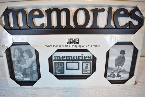 "MEMORIES" Black Collage Style Hanging Picture Frames w/ Three 4" x 6" Openings - Picture 8 of 8