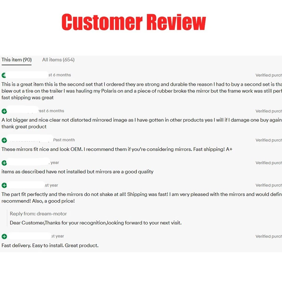 Espejos retrovisores laterales UTV mejorados para Polaris Ranger 570 XP 900 1000/General Foto 3 de 4