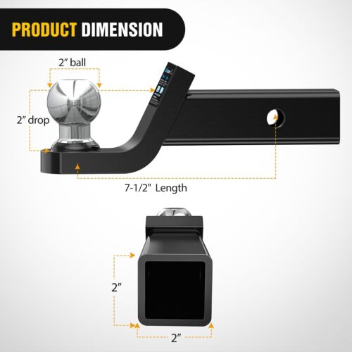 Nilight Fusion Trailer Hitch Mount with 2 Inch Trailer Ball Pin Clip 2 Inch Drop - Bild 2 von 9