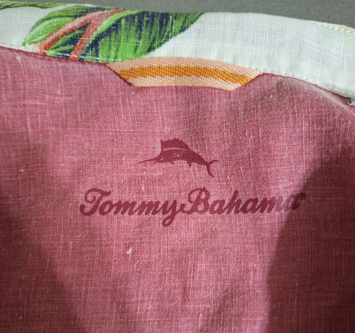 Tommy Bahama Men's 100% Linen Red SS Button Up Shirt Sz L Embroidered Logo - Picture 10 of 10