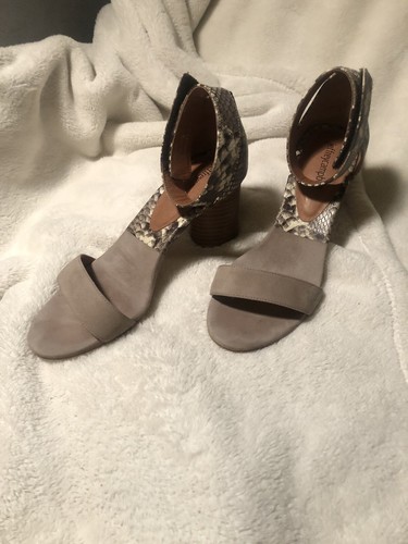 Jeffrey Campbell Gray Suede And Snakeskin Heel Wood Sandal Women’s 8 - Picture 2 of 8