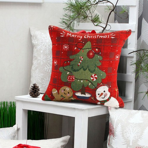 Fundas de cojín de chenilla roja festiva de Navidad Papá Noel ciervo a cuadros Navidad escandinava - Imagen 21 de 28