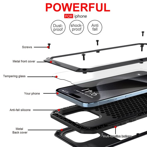 Étui Gorilla pour iPhone 15 14 13 12 11 X XS XR Pro Max SE housse métallique robuste - Photo 4 sur 46