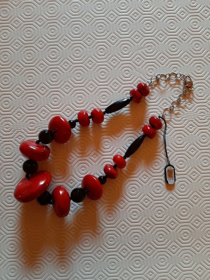 Collana corallo bambu',  onice e argento handmade - Immagine 4 di 4