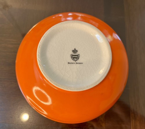 Waechtersbach Orange 6 Inch Serving Bowl Vintage 1970s Excellent MCM - Picture 15 of 15