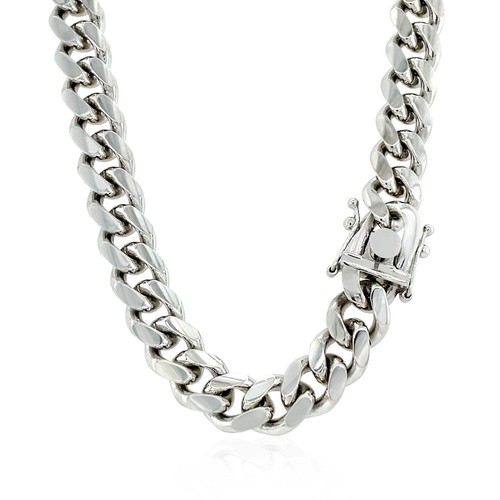 Sterling Silver Rhodium Plated Miami Cuban Chain 8.4mm - Picture 7 of 16