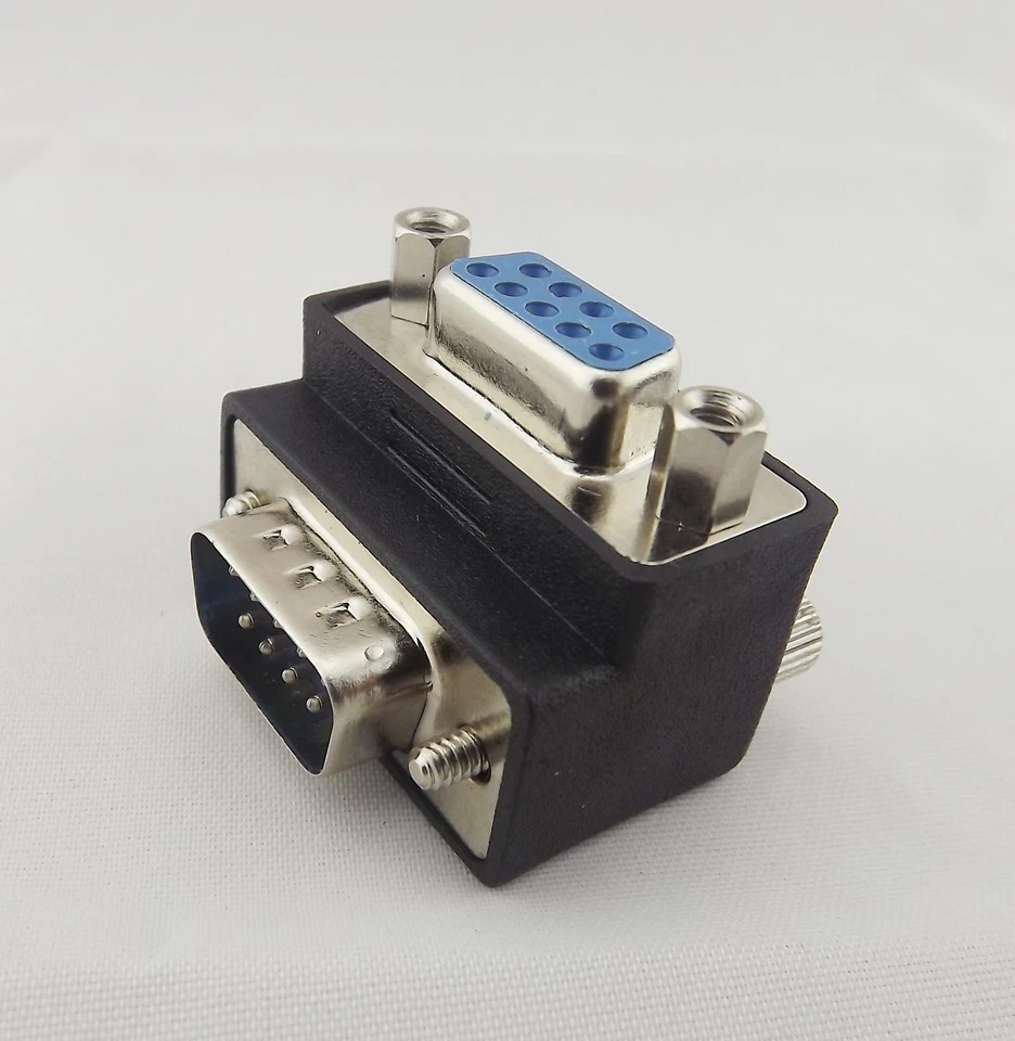 10 Right Angle 90 Degree DB9pin DB9 RS232 Male To Female Extension Cable Adapter - Image 2 of 4