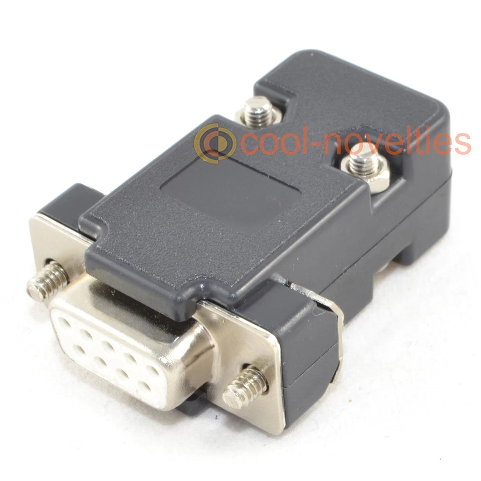 DB9 9 WAY D SUB FEMALE SOCKET CONNECTOR WITH BLACK HOOD/SHELL