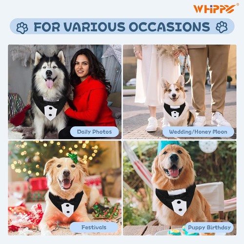 Bandana Collar with Bow Tie Pet Wedding Tux Formal Costumes Engagement Birthday - Picture 36 of 37