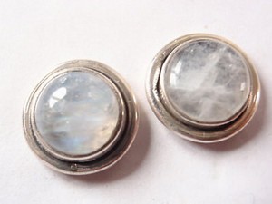 Round Moonstone in Circle Dangle Earrings 925 Sterling Silver Corona Sun Jewelry