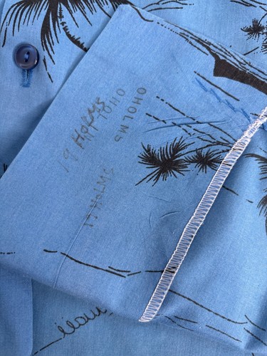 Vintage 90's Hilo Hattie Blue/Black Hawaiin Aloha Button-Down Shirt XL - Picture 9 of 10