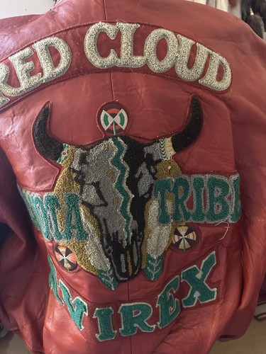 Rare 90s Avirex leather bomber jacket red cloud size XL extremely rare - Picture 6 of 15