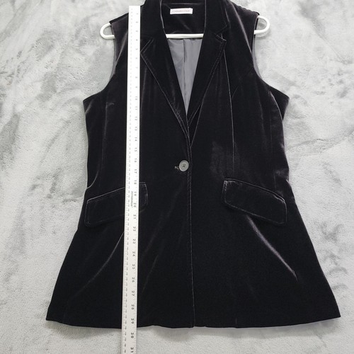 Coldwater Creek Vest Womens Size 12 Black Velvet Velour Boyfriend Lined Pockets - Picture 9 of 10