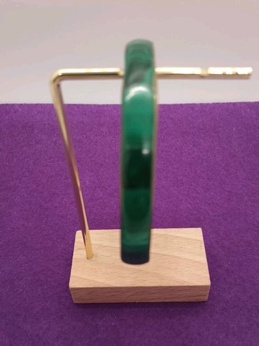 Vintage Malachite & Brass Bangle - Picture 2 of 7