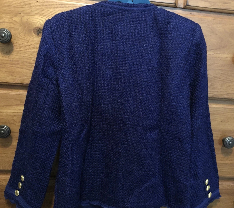 JOAN RIVER женщин Sz 14 парижский шик сплетенный Куртка Пальто с оборками деталь - Изображение 3 из 4