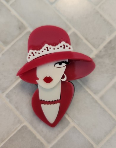 Deco Era Styled Acrylic Lady Brooch