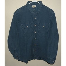 Vtg Five Brother Men  s XL LS Button Flannel Shirt Chamois Cloth Blue Made USA