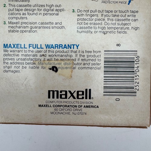 Maxell CP-15 Personal Computer Cassette Tape 2-Pack – Vintage Sealed CP15 - Picture 4 of 4