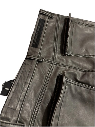 “Rockstar Original” Grey Leather Stacked Pants - Picture 5 of 6
