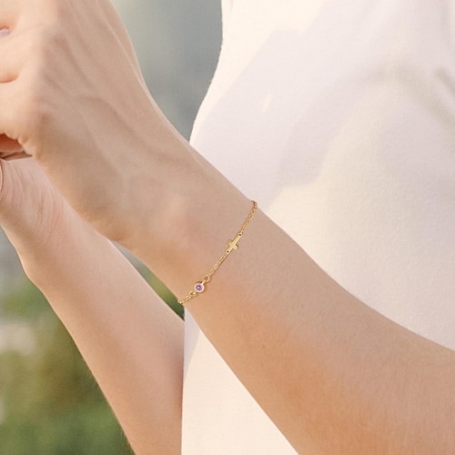 Ostergeschenke für Frauen Geburtsstein Armband mit Kreuz Geburtstagsgeschenke für Frauen A - Bild 2 von 7