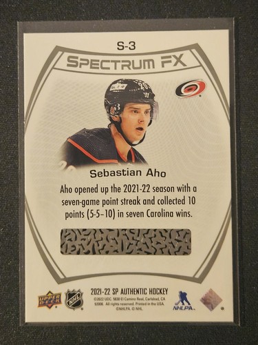21-22 SP Authentic Sebastian Aho Spectrum FX π¨π¨π¨ Bounty Unscratched - Picture 2 of 2